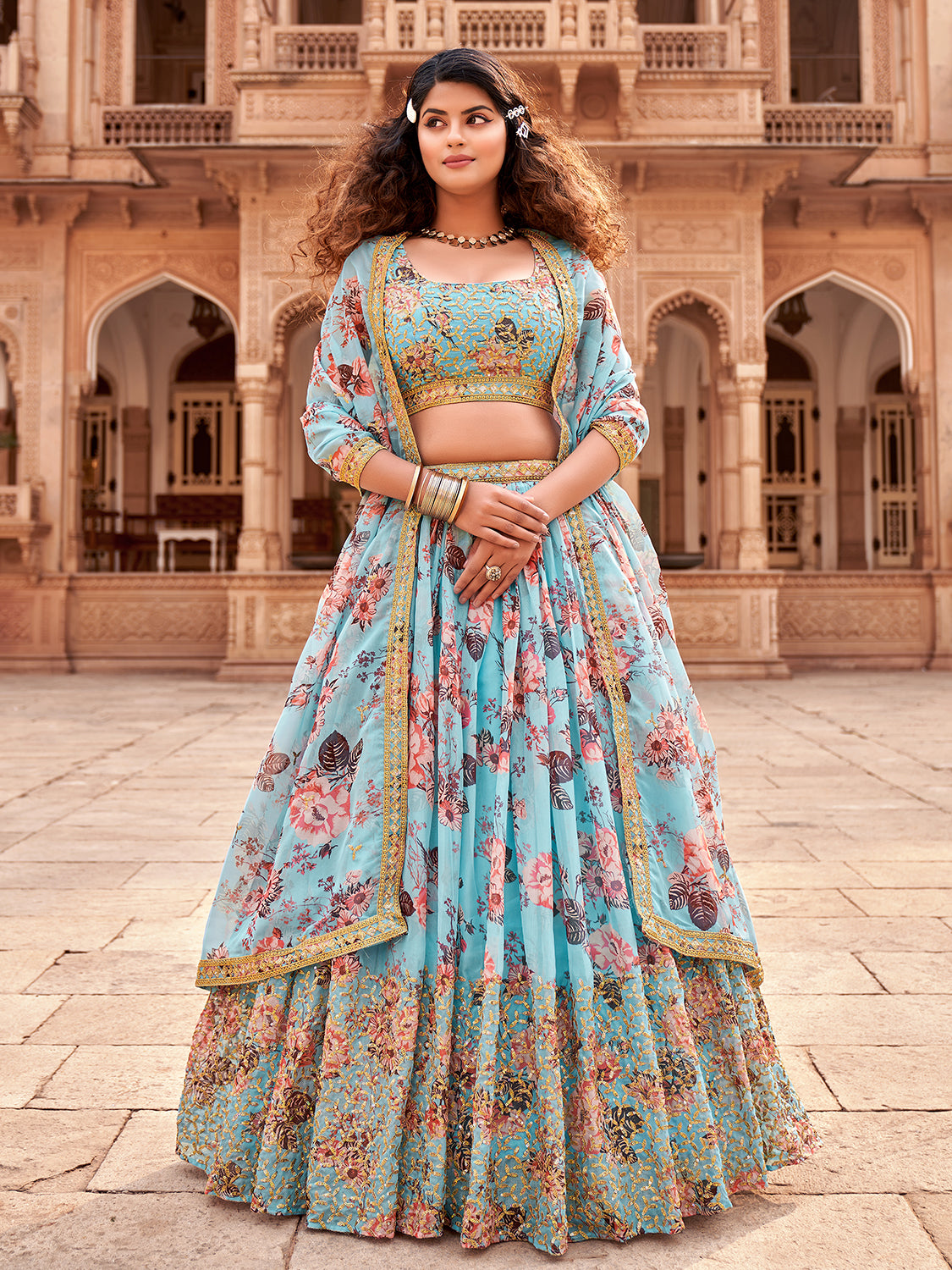 Floral ghagra choli best sale