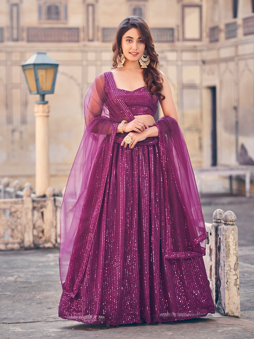 Wine colour ghagra choli fashion