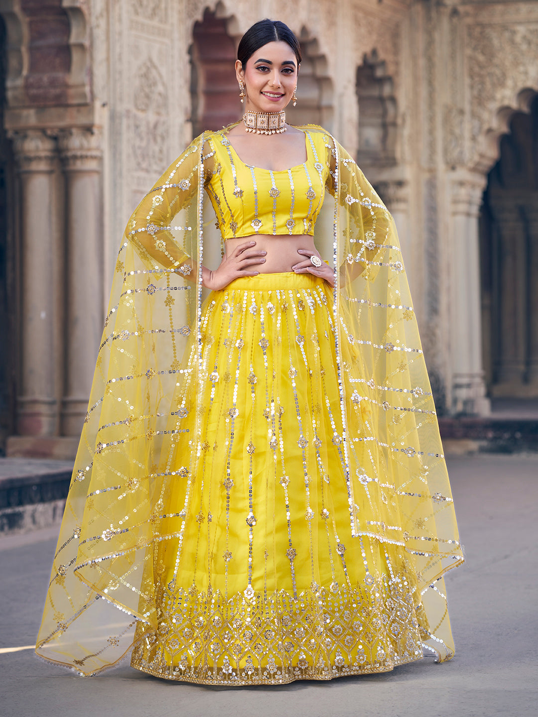 Yellow colour Desinger store Lehenga function, party wear lehenga choli