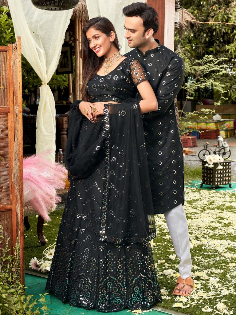 Buy Black Color Lehenga Choli For Reception & Sangeet