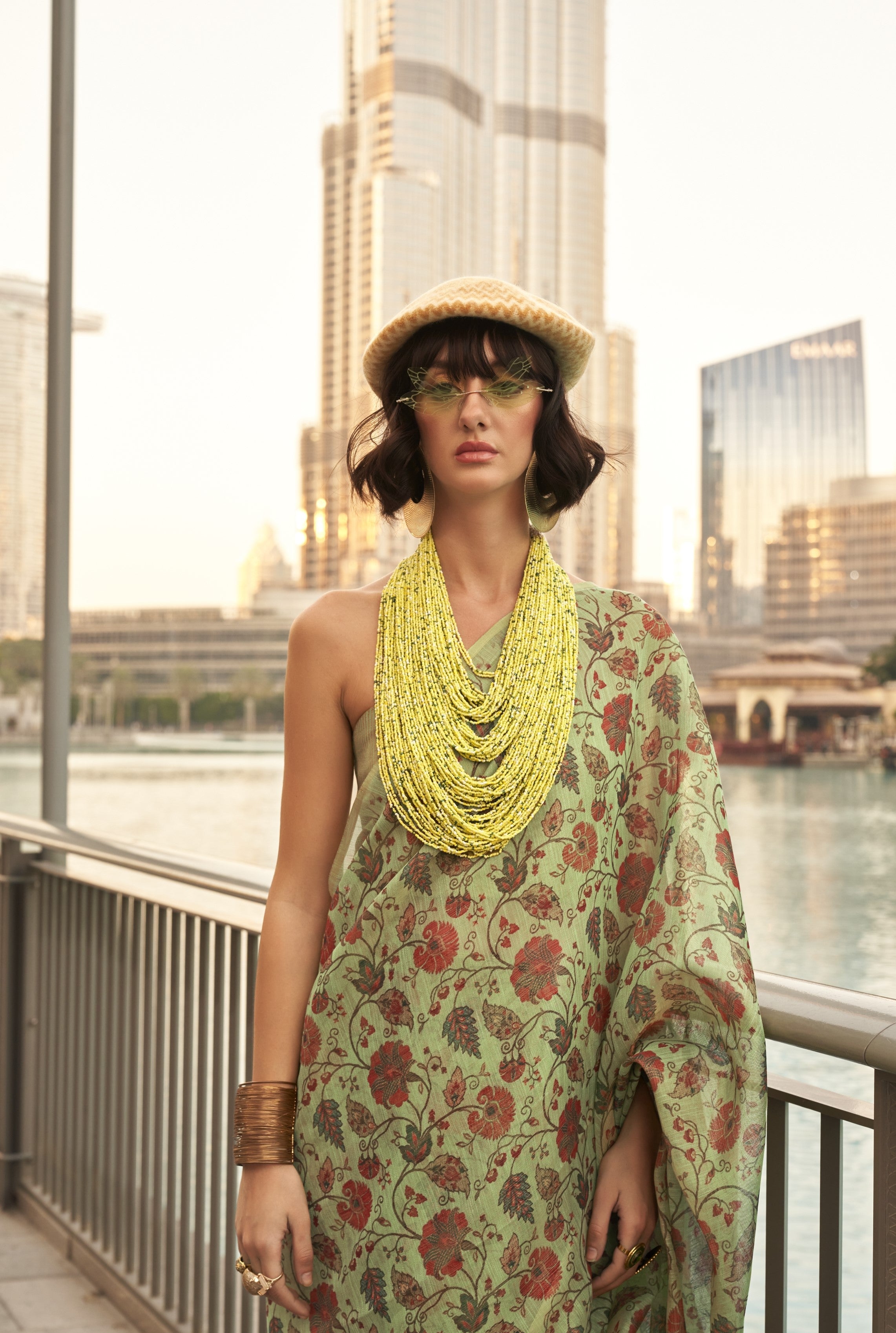 Light Yellow Hand Woven Tissue Silk Saree With Blouse