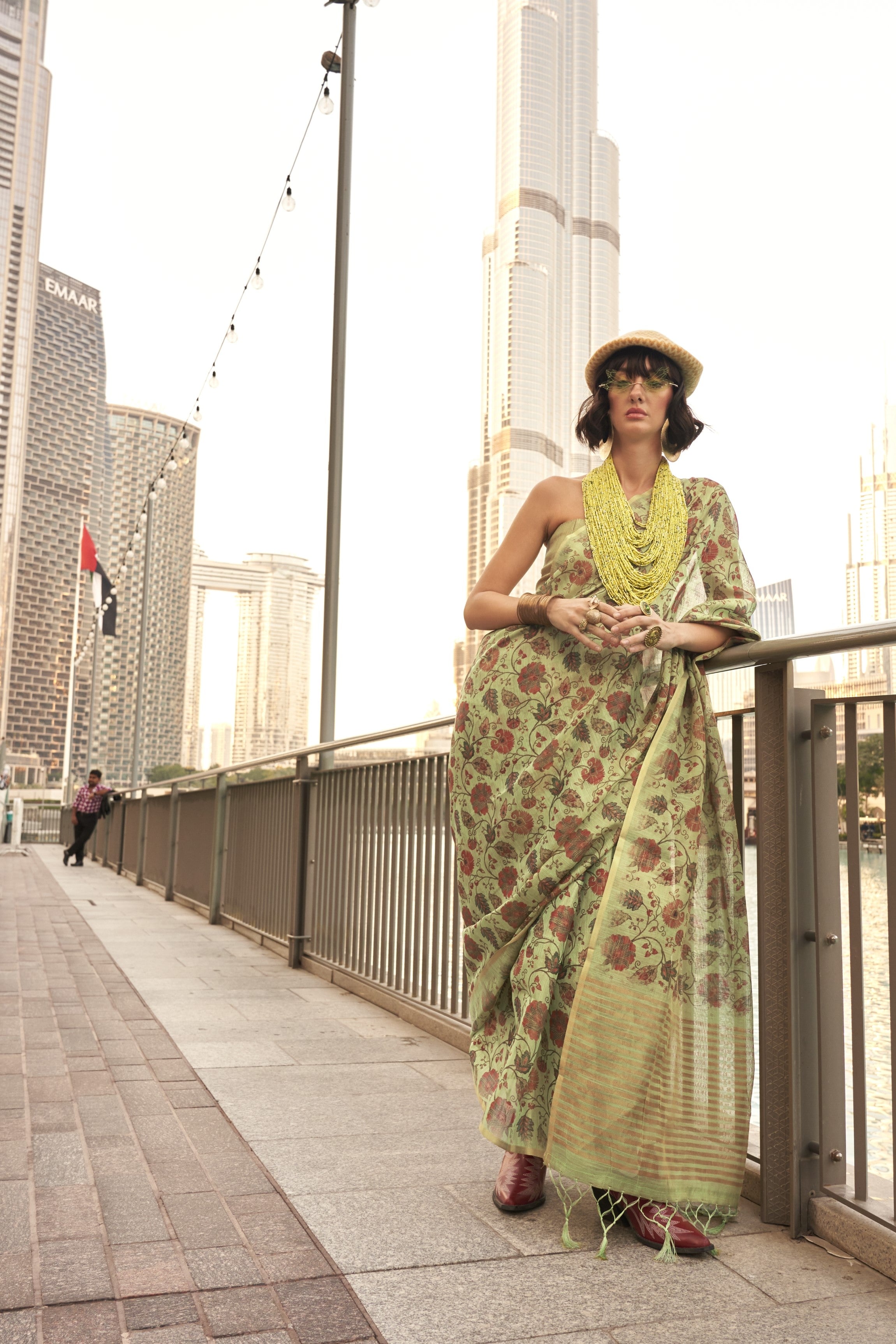 Light Yellow Hand Woven Tissue Silk Saree With Blouse