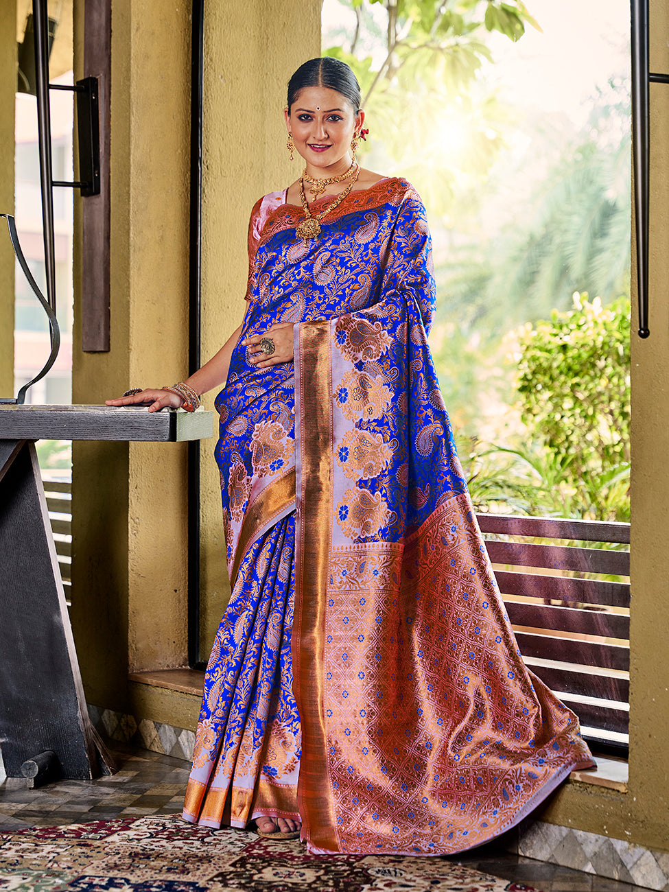 Royal Blue Banarasi Silk Zari Woven Wedding Traditional Saree