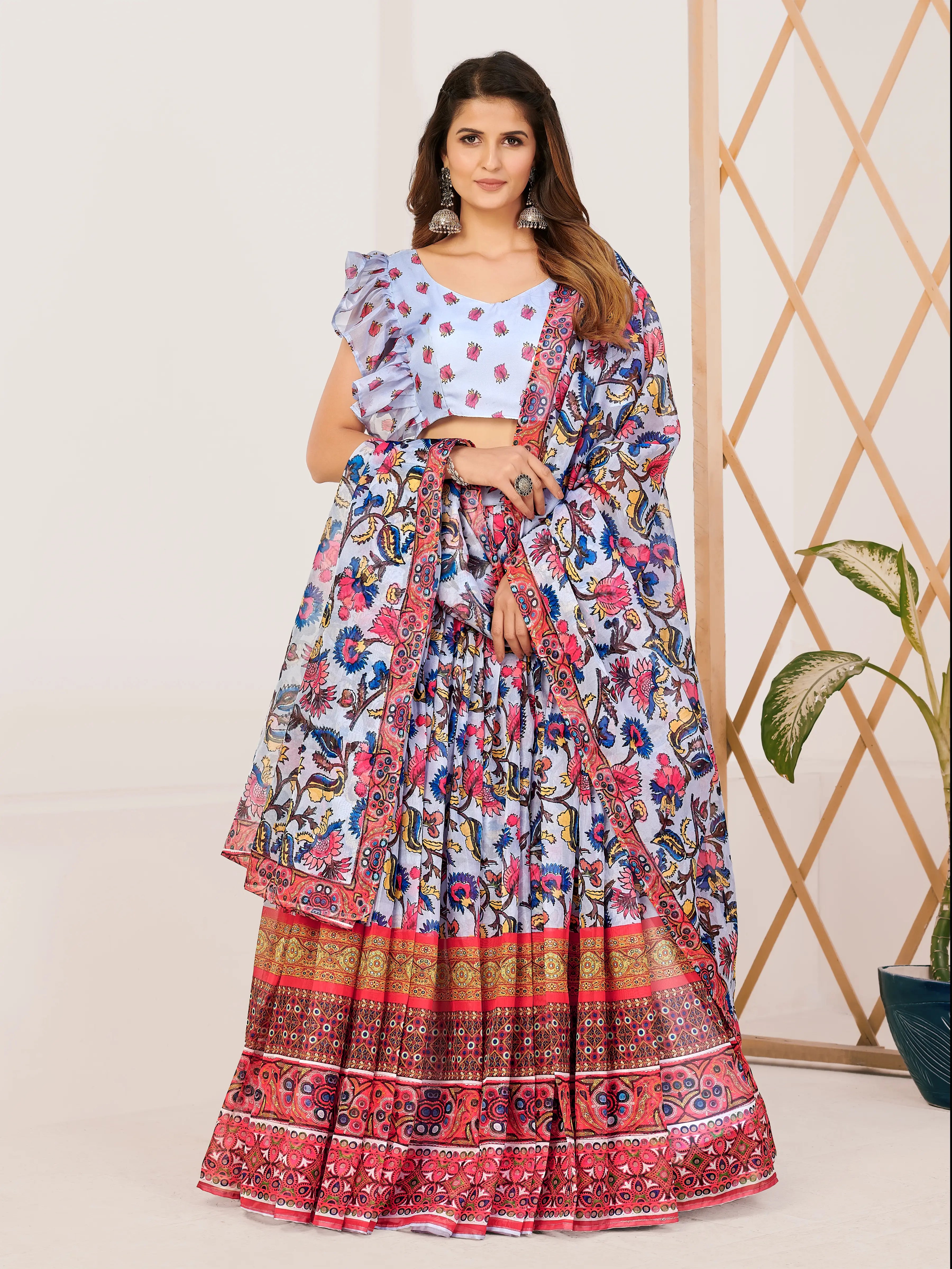 Amazing Multi Colour Printed Lehenga and Blouse With Dupatta