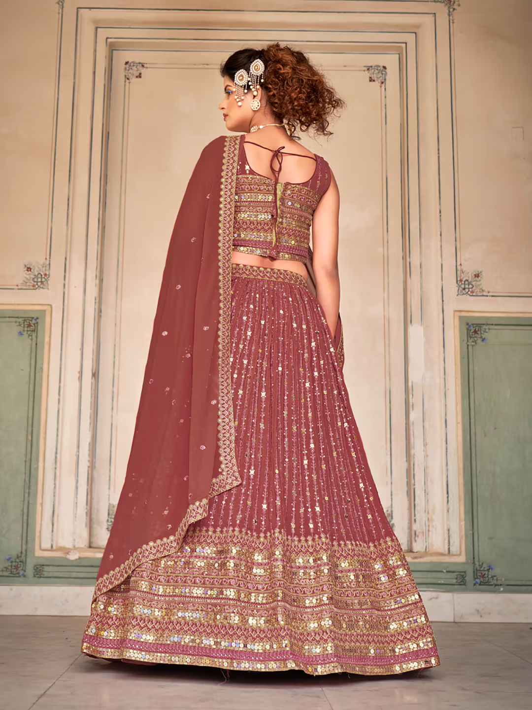 Mauve Purple Designer Georgette Embroidered Lehenga Choli