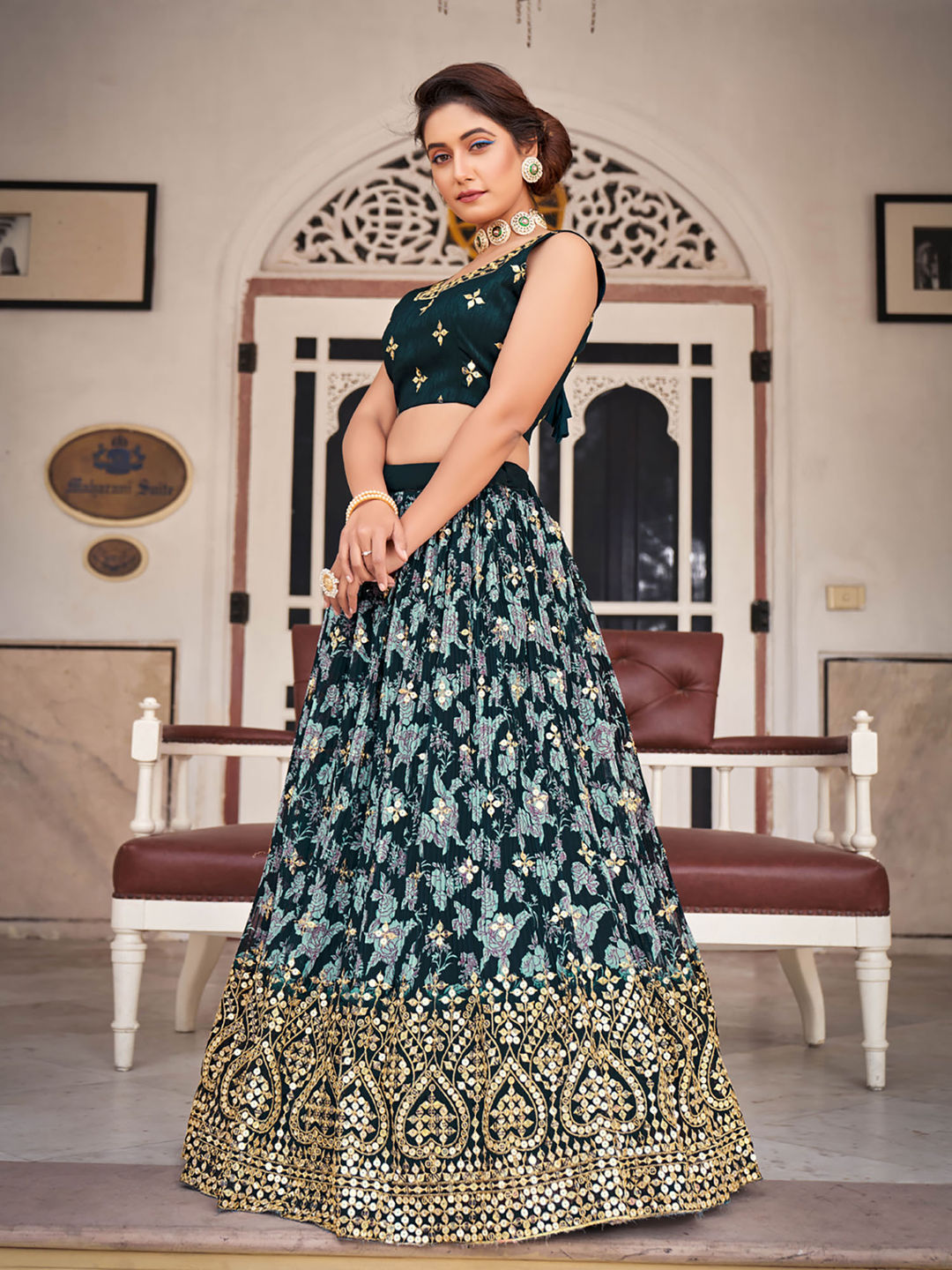 Blue Designer Georgette Embroidered Lehenga Choli