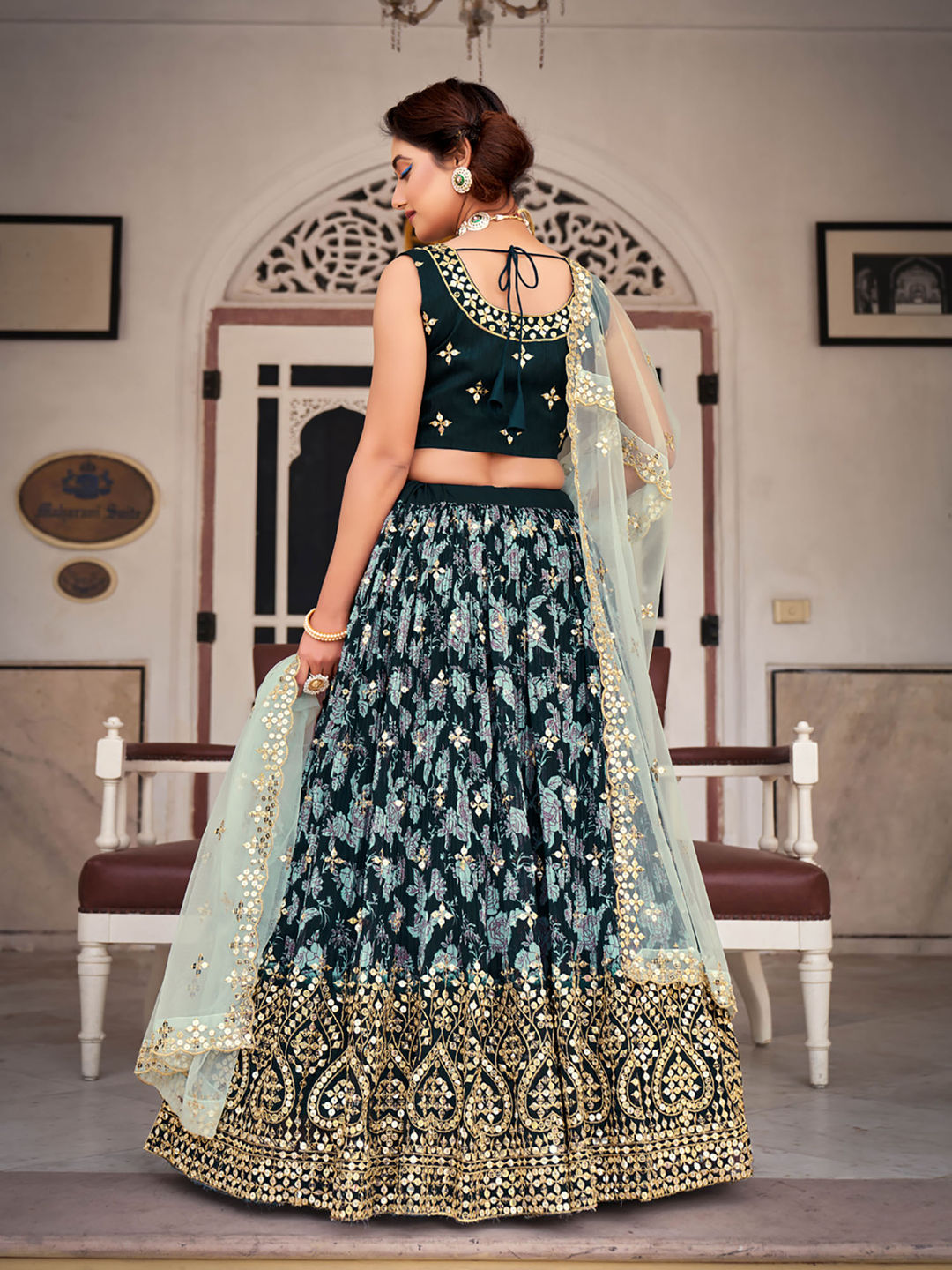 Blue Designer Georgette Embroidered Lehenga Choli