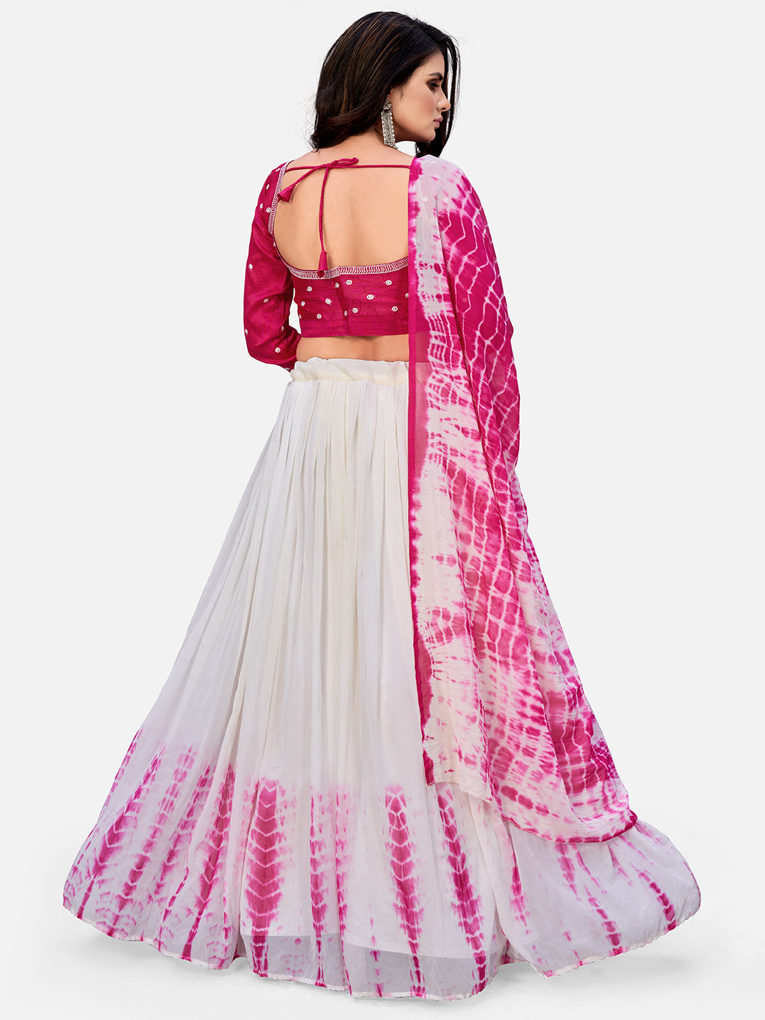 Newest Pink Georgette Embroidered Casual Wear Lehenga With Dupatta