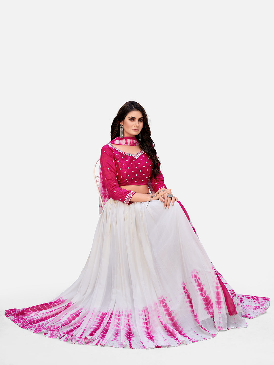 Newest Pink Georgette Embroidered Casual Wear Lehenga With Dupatta