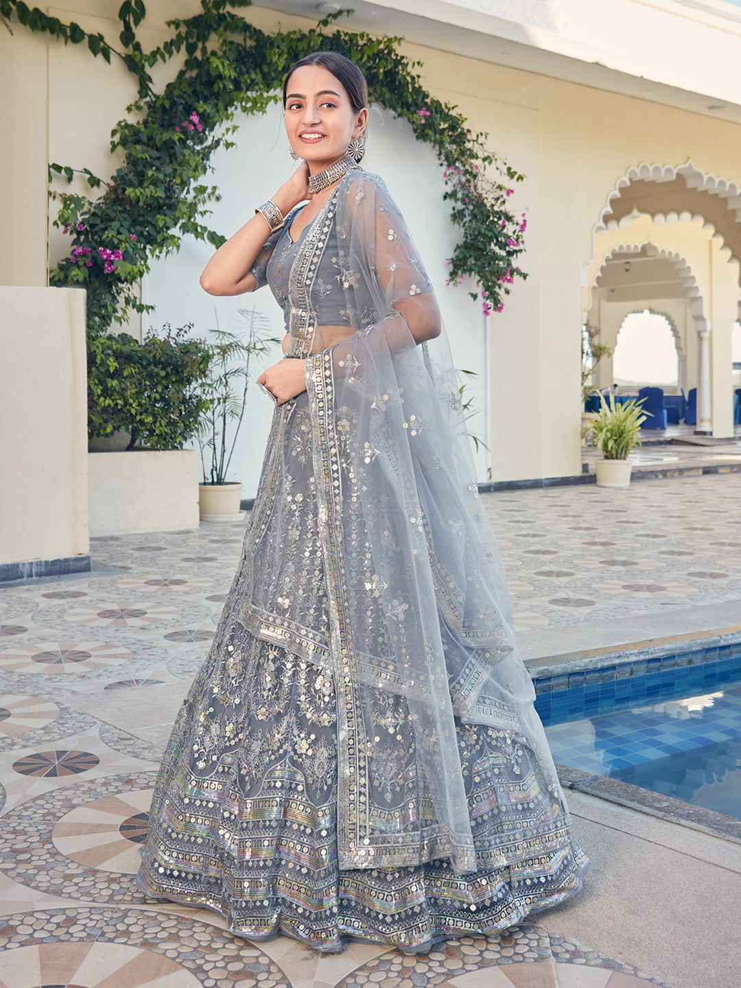 Grey color Lehenga choli with sequence work