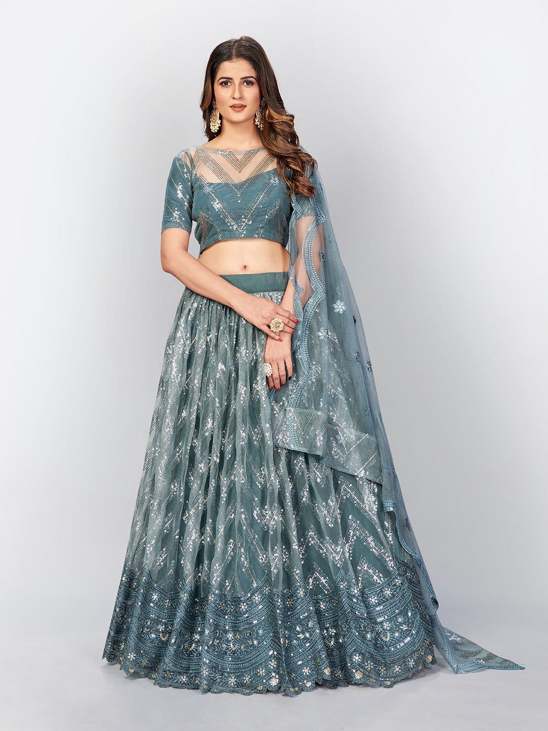 Blue color Lehenga choli with sequence work