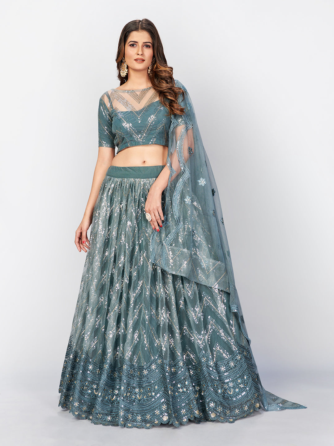 Blue color Lehenga choli with sequence work