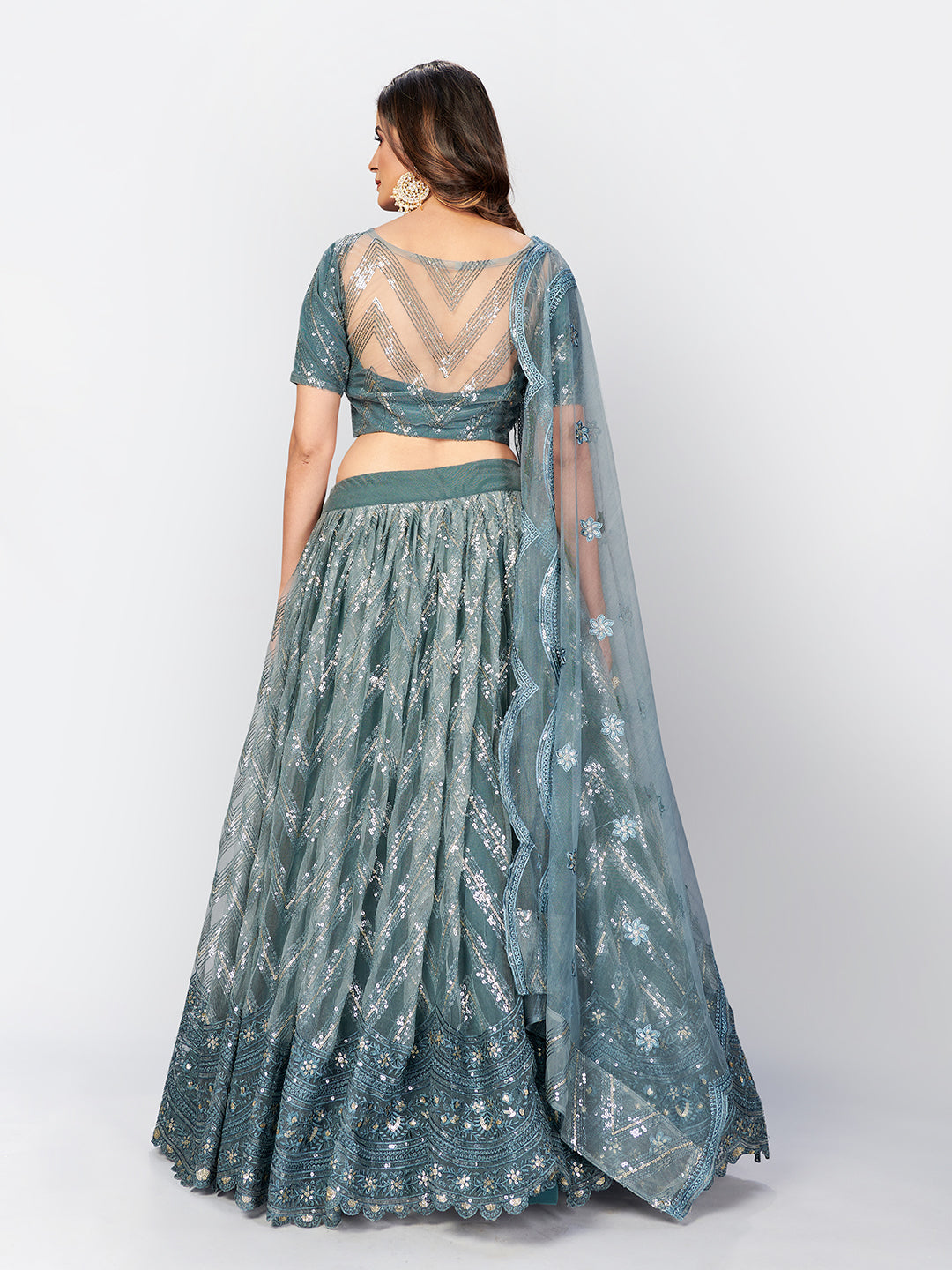 Blue color Lehenga choli with sequence work