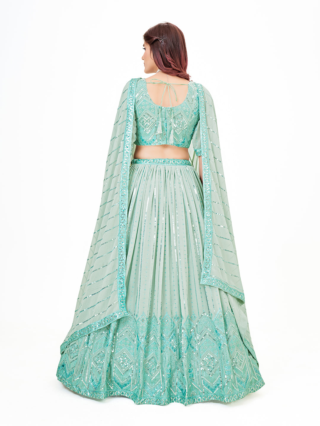 Light Blue Georgette Embroidered Sangeet Special Lehenga Choli