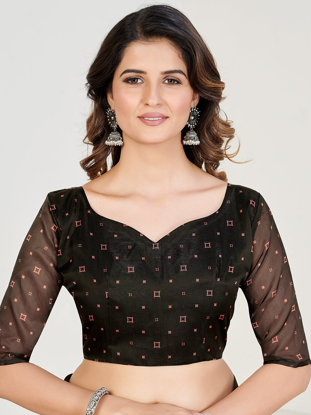 Black & Multi Georgette Printed Saree With Blouse