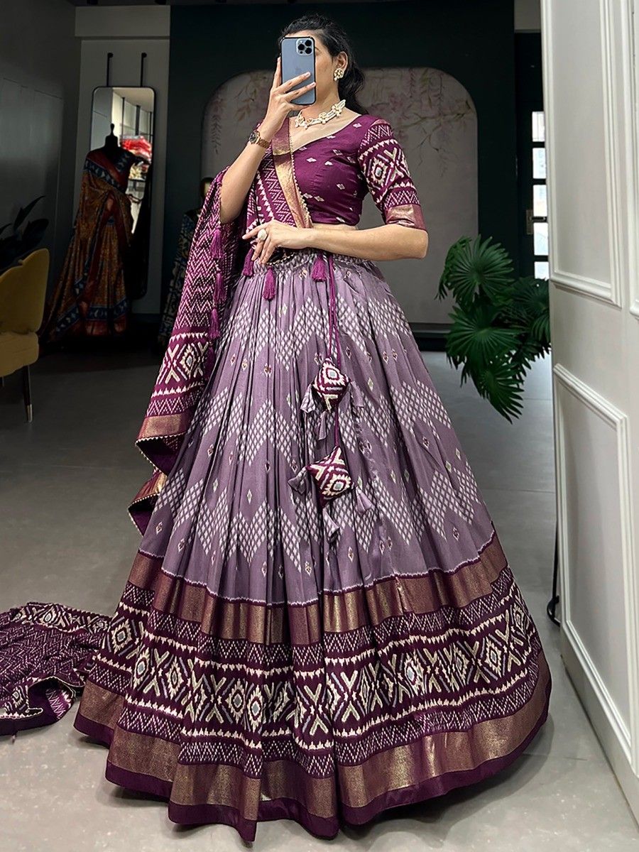 Wine Silk Digital Printed Navratri Wear Lehenga Choli