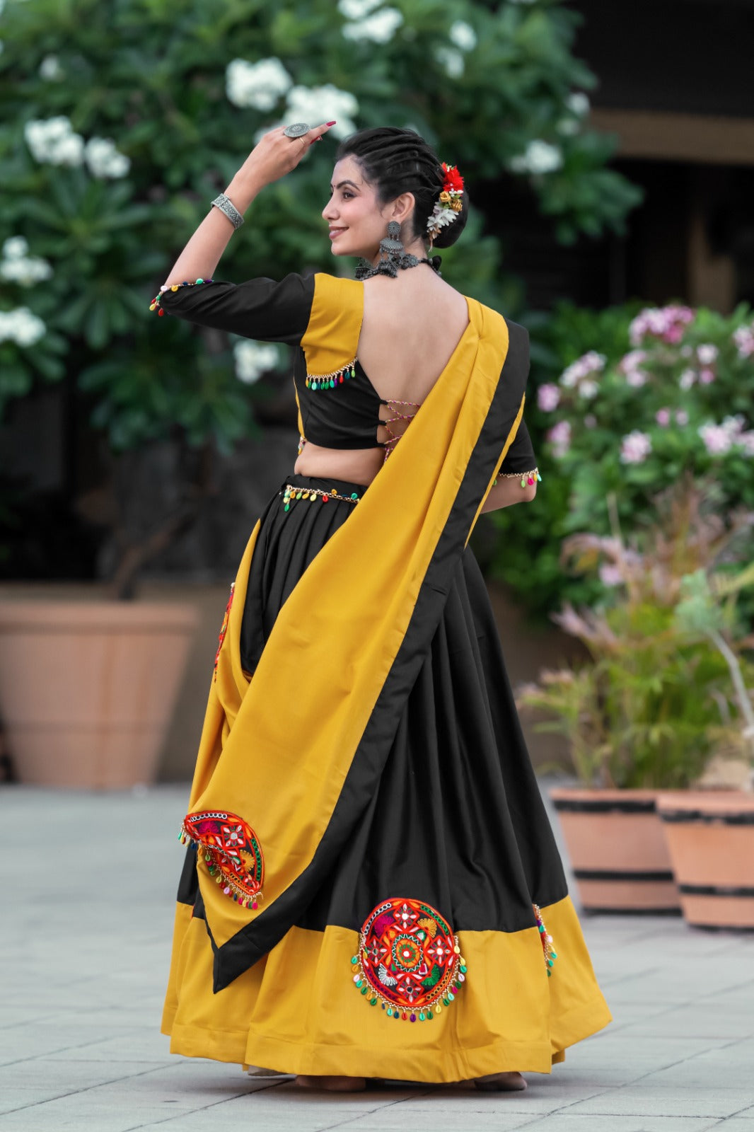 Black & Mustard Navaratri Specials Lehenga choli Set