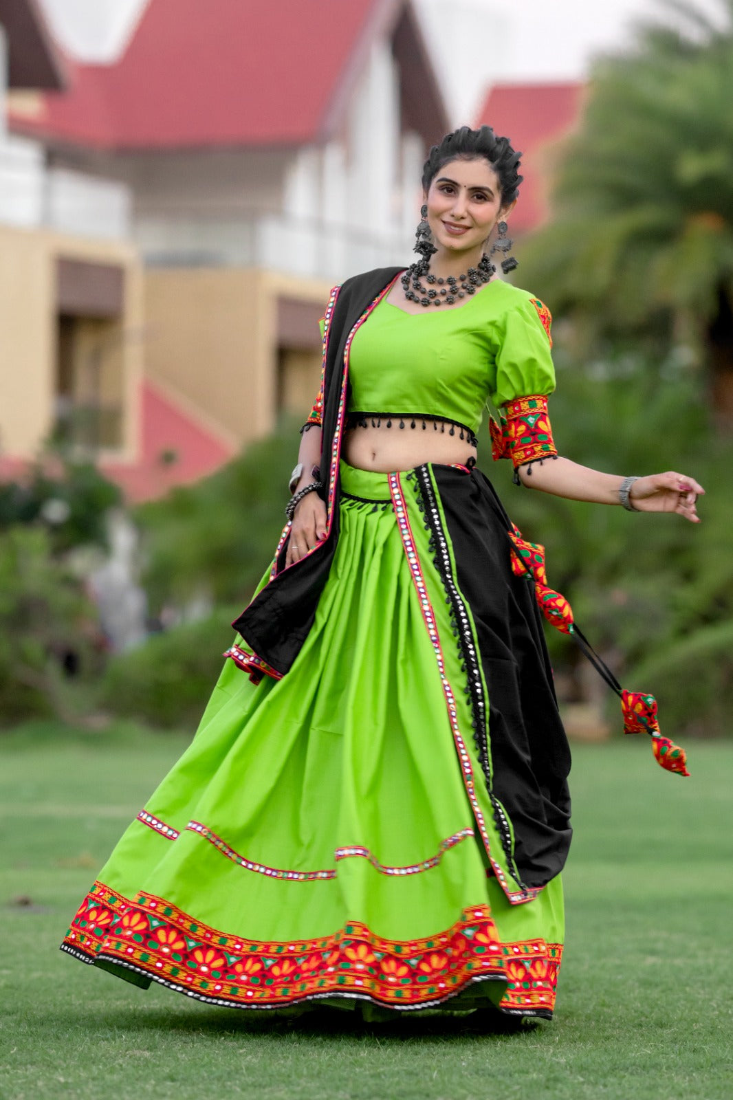 Kutchi Embroidery Women Lehenga Choli for Navaratri