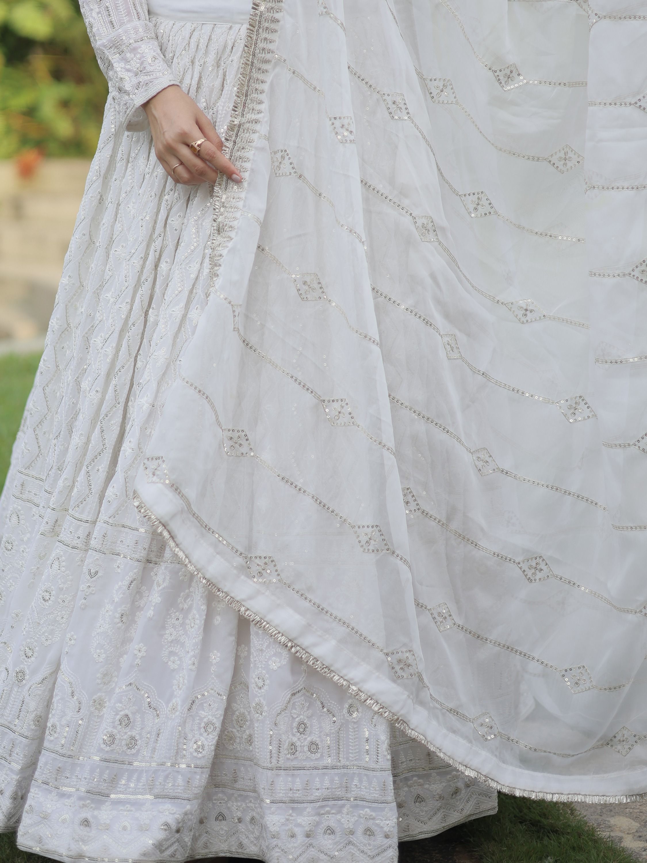 Enchanting White Embroidered Georgette Occasion Wear Lehenga Choli