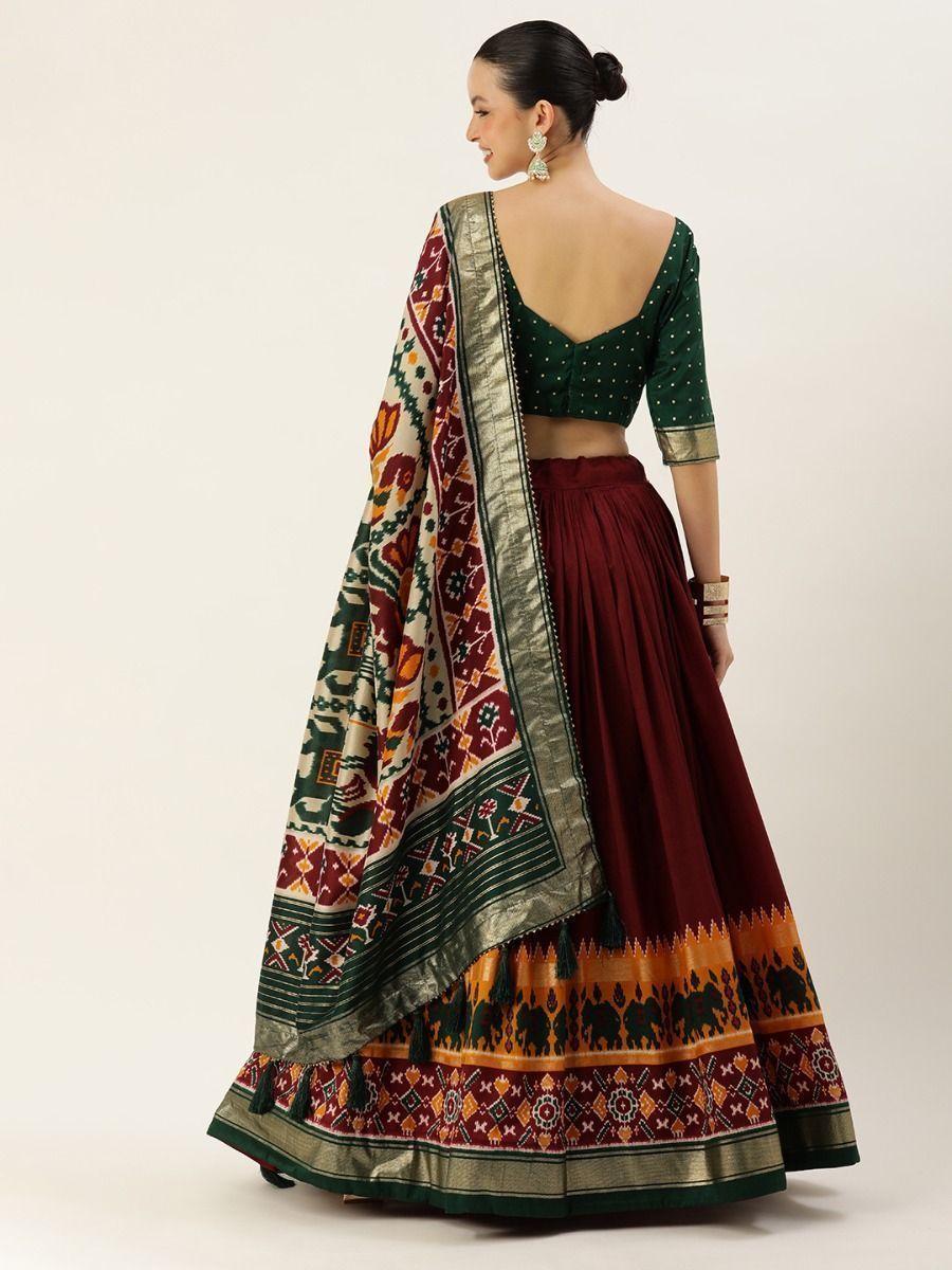 Maroon Patola Printed Silk Garba Special Lehenga Choli