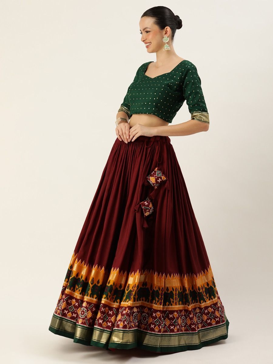 Maroon Patola Printed Silk Garba Special Lehenga Choli