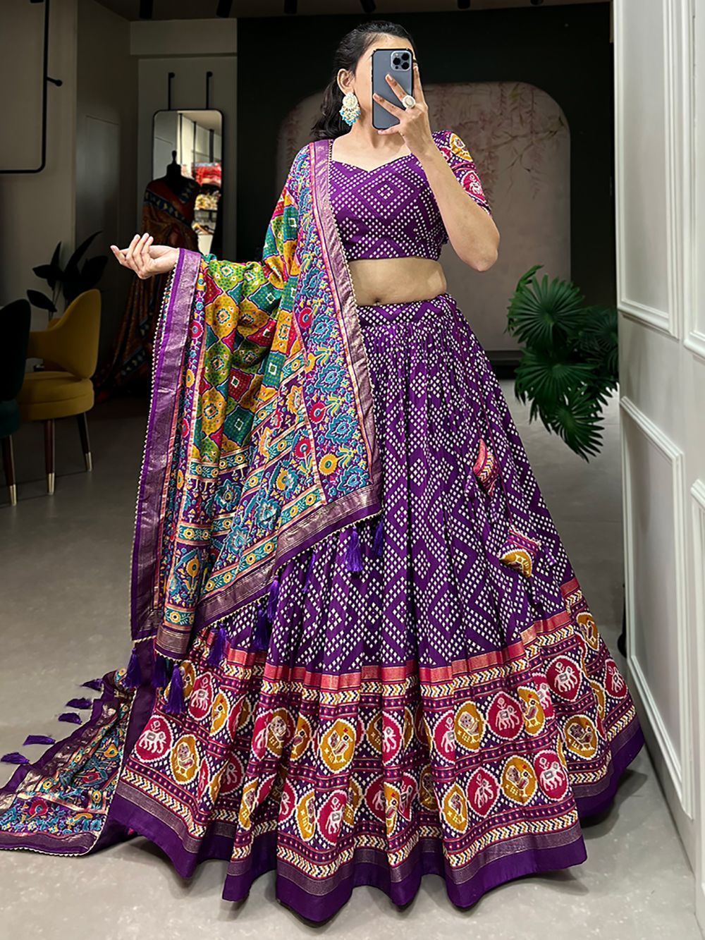 Buy Amazing Multi Colour Printed Lehenga and Blouse With Dupatta At Shopgarb