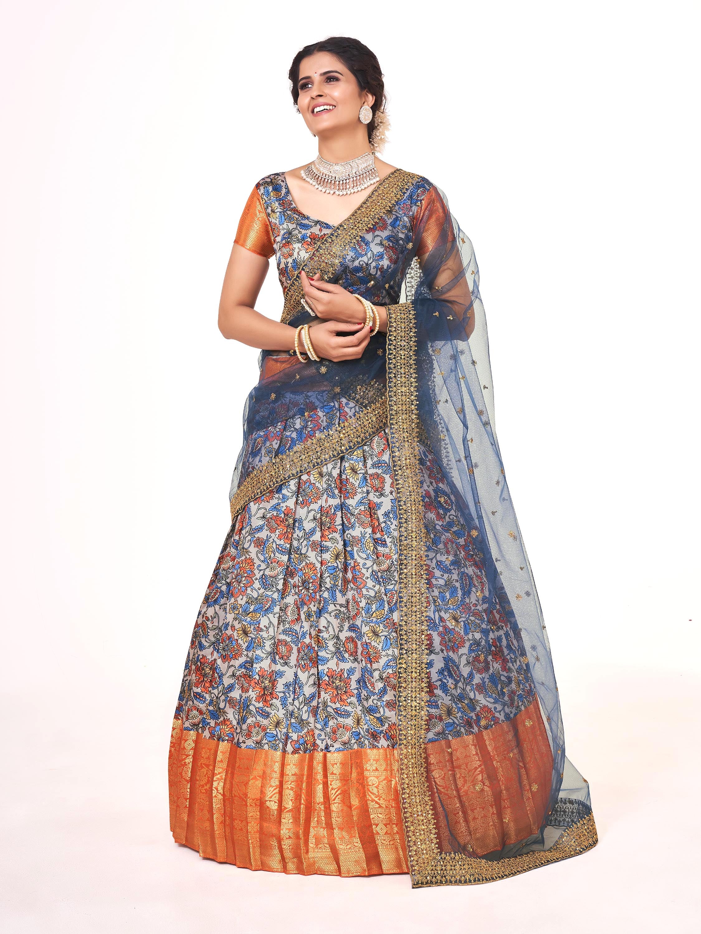 Buy Latest Half Saree Lehenga Online Pattu Langa Voni At Shopgarb