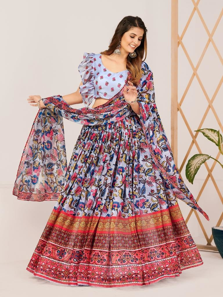 Amazing Multi Colour Printed Lehenga And Blouse With Dupatta