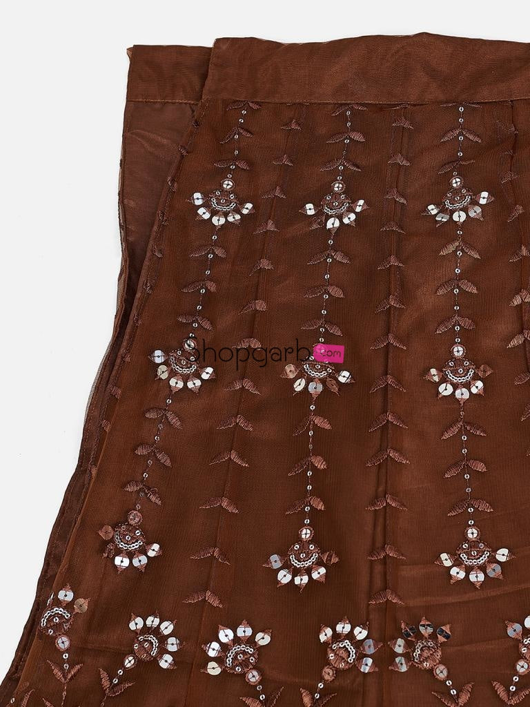 Awesome Brown And Silver Sequins Thread Work Lehenga Blouse With Dupatta