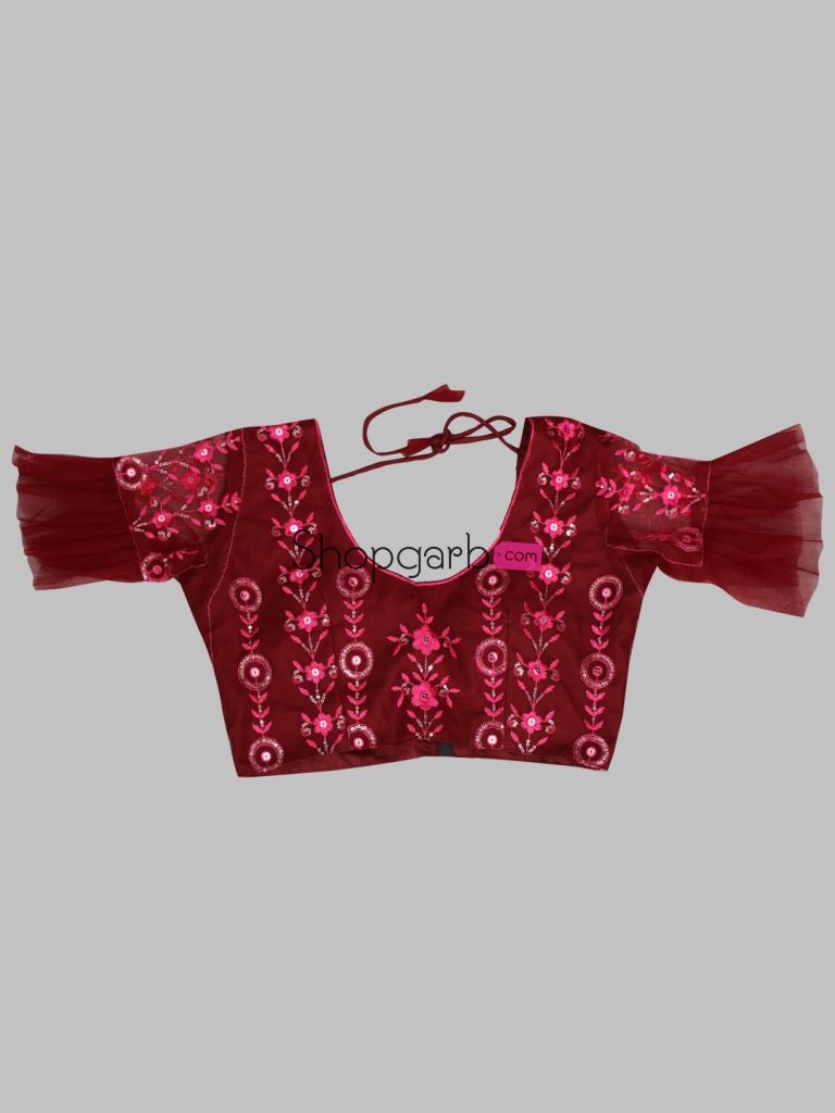 Captivation Maroon And Steel Sequins Wedding Wear Lehenga Blouse With Dupatta