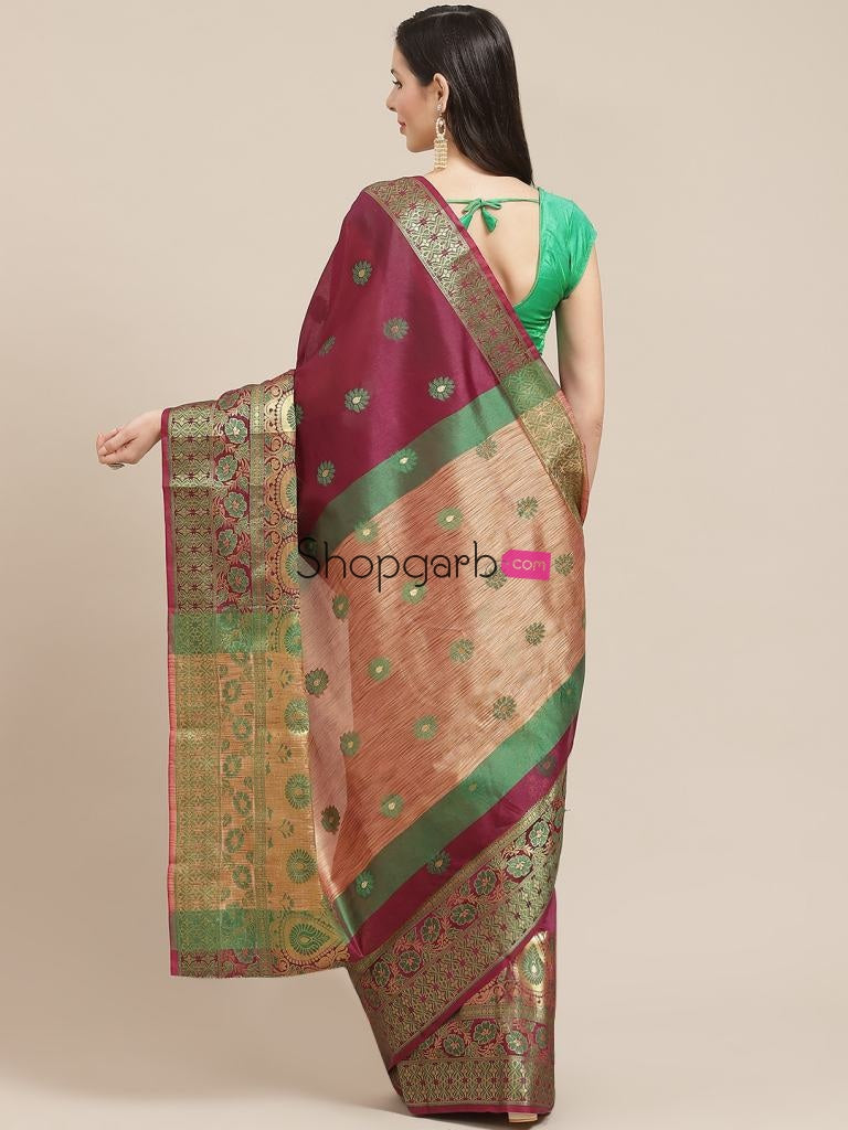 Exclusive Designer Dark Purple Color & New Latest Banarasi Silk Fabric