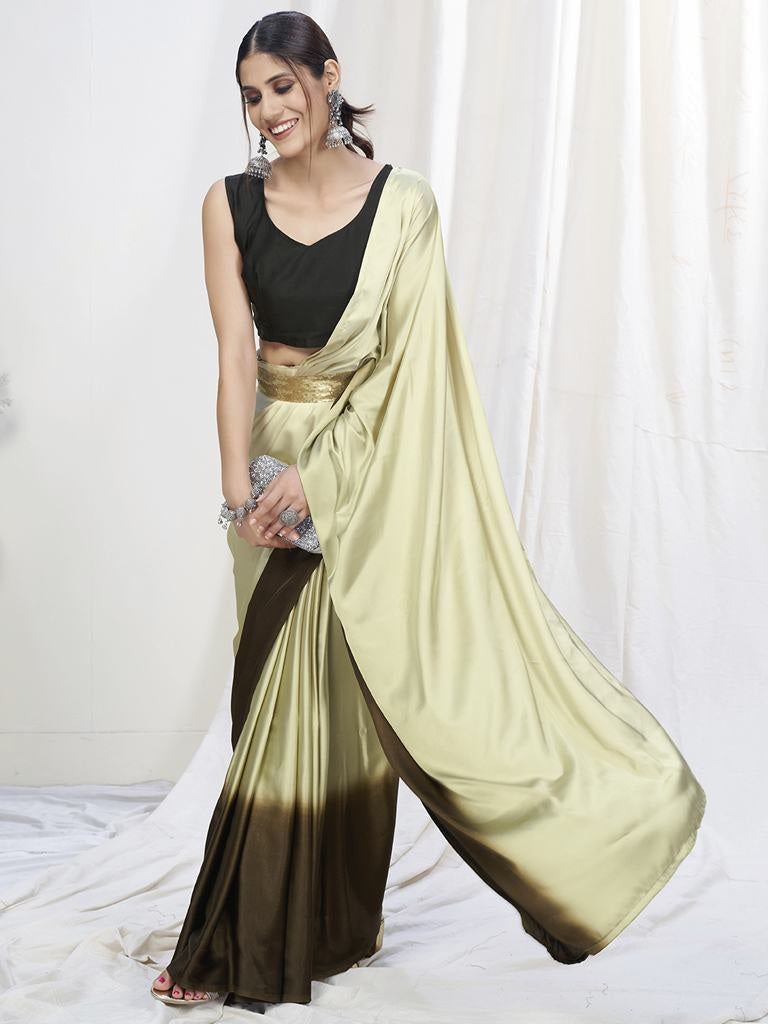 Fancy Green Ready To Wear One Minute Lycra Saree