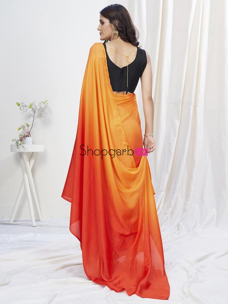 Orange-Red Lycra Based Saree