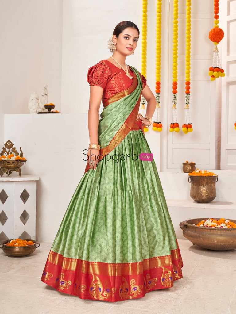 Pista Green Jacquard Silk Traditional Wedding Lehenga Choli Lehenga Choli