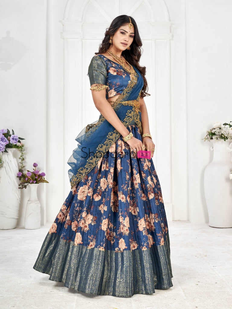Trending lehenga saree with designer embroidery sequence work blouse-  ShopLance