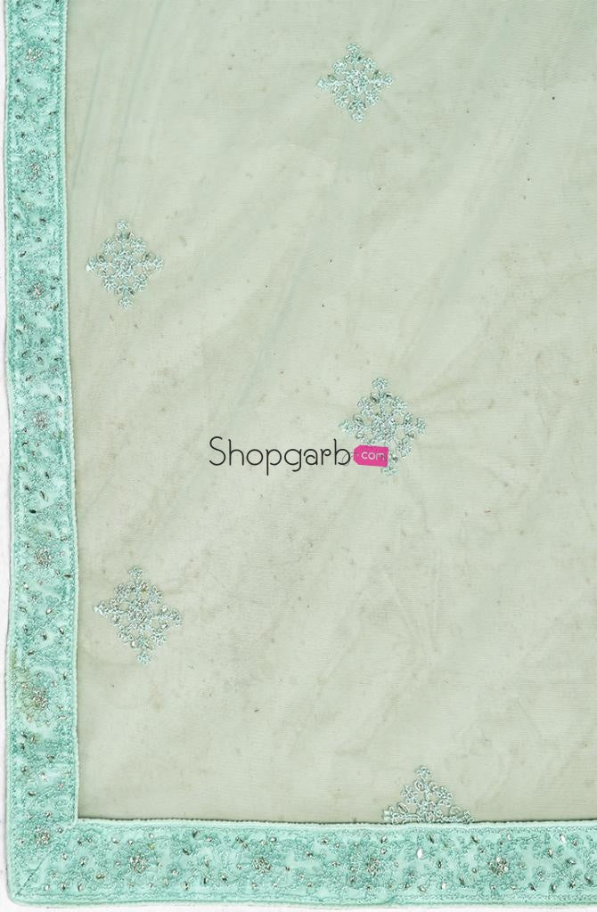 Sea Green Embroidered Semi-Stitched Wedding Wear Lehenga & Unstitched Blouse With Dupatta