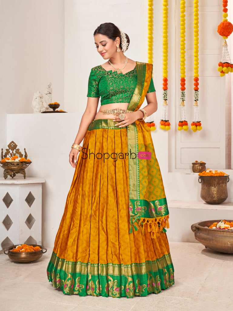 Sunshine Orange Jacquard Silk Traditional Wedding Lehenga Choli Lehenga Choli