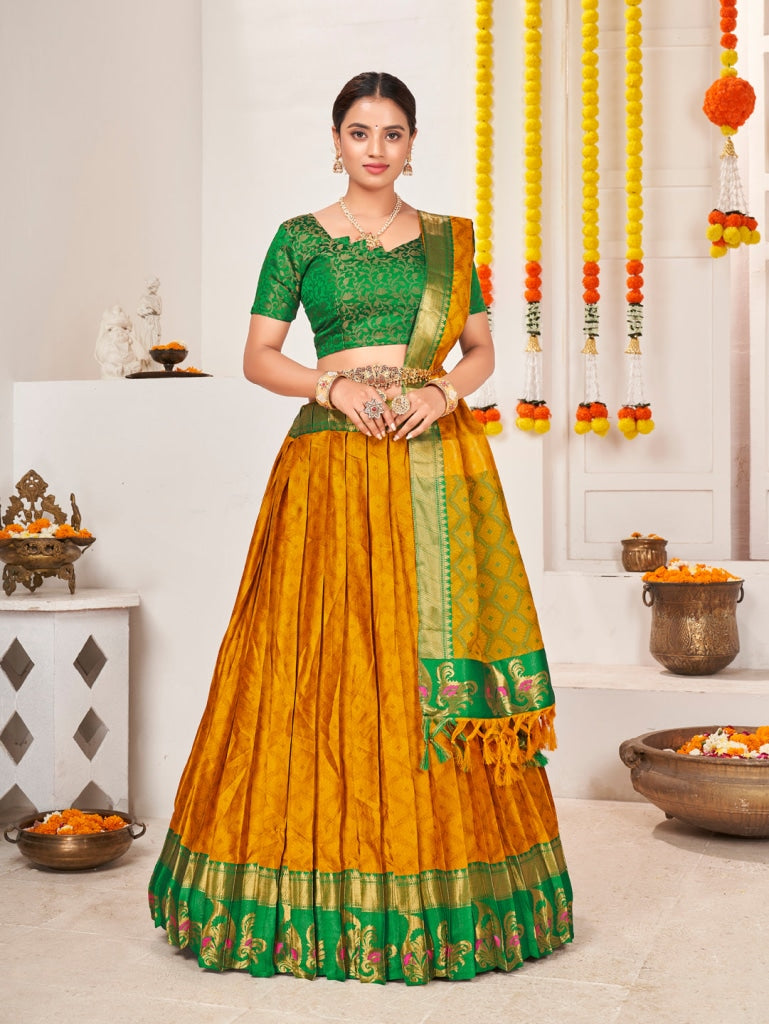 Sunshine Orange Jacquard Silk Traditional Wedding Lehenga Choli Lehenga Choli