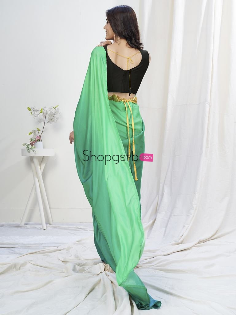 Teal Green Lycra Based Saree