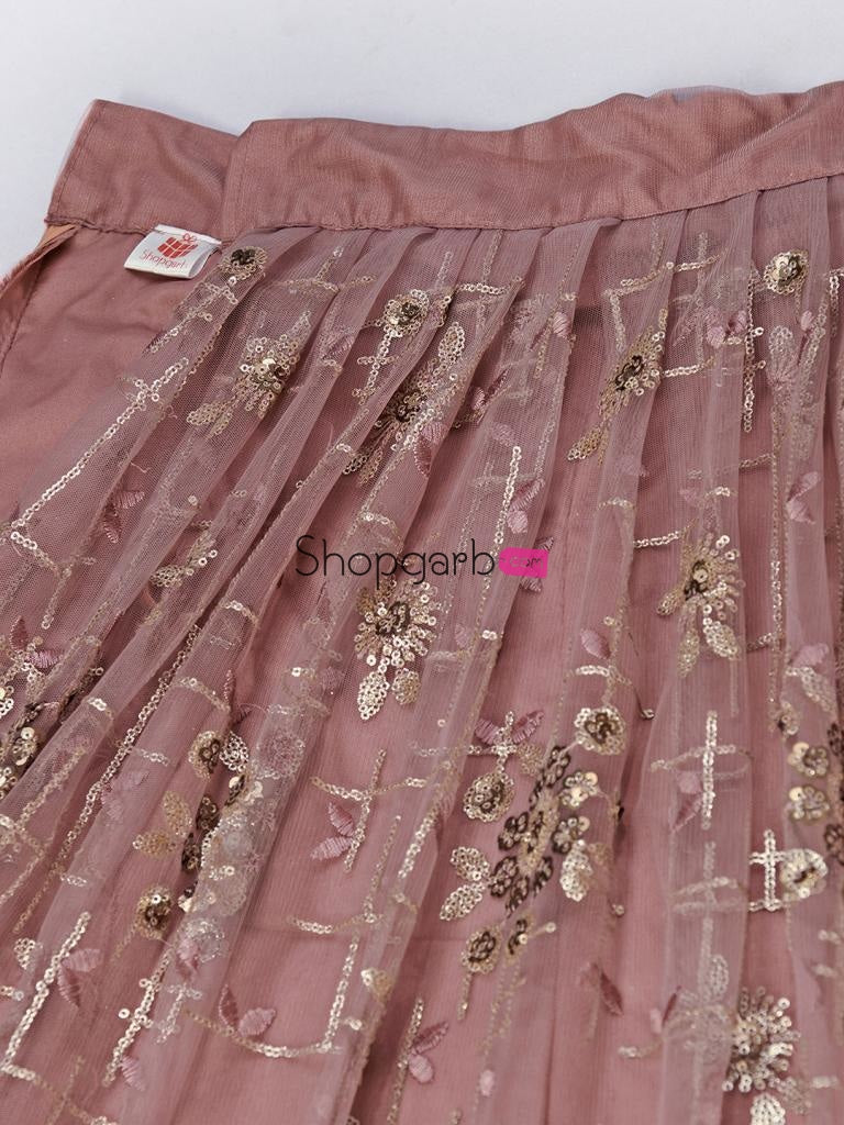 Trendy Pink Sequinned Designer Lehenga And Stylish Blouse With Dupatta