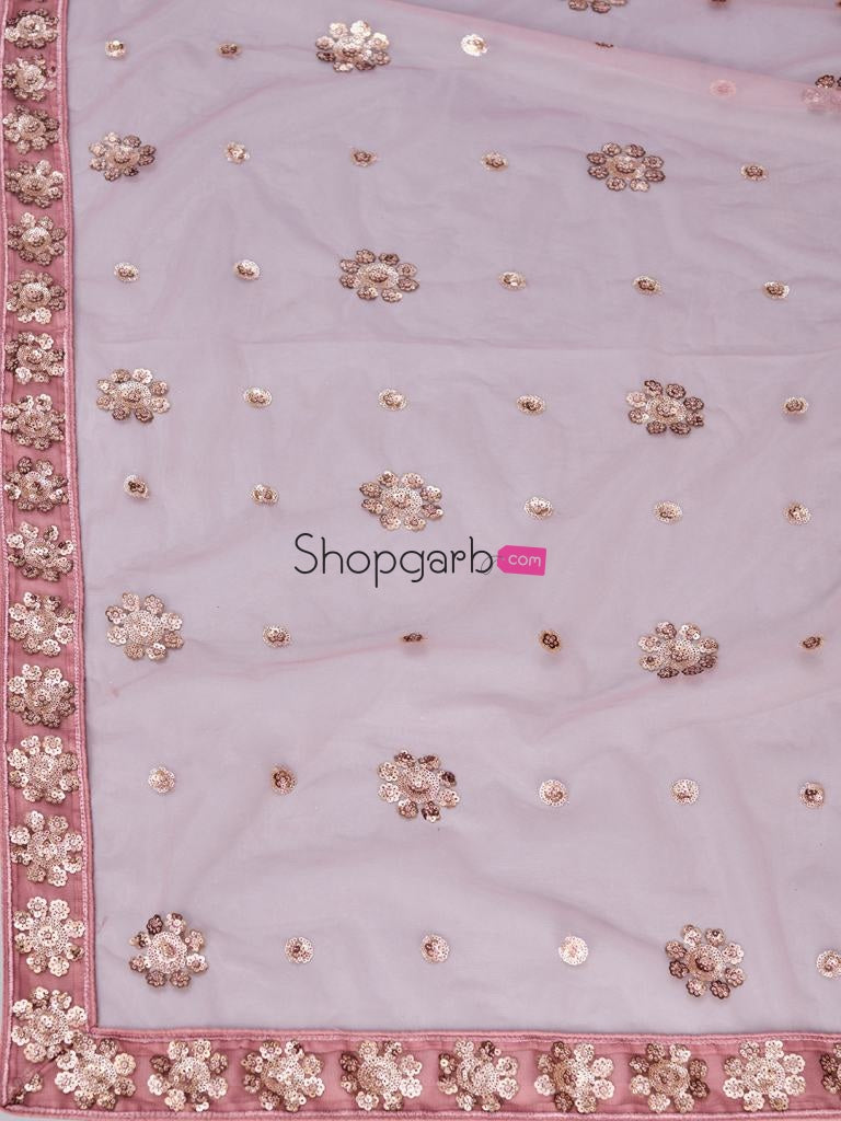 Trendy Pink Sequinned Designer Lehenga And Stylish Blouse With Dupatta