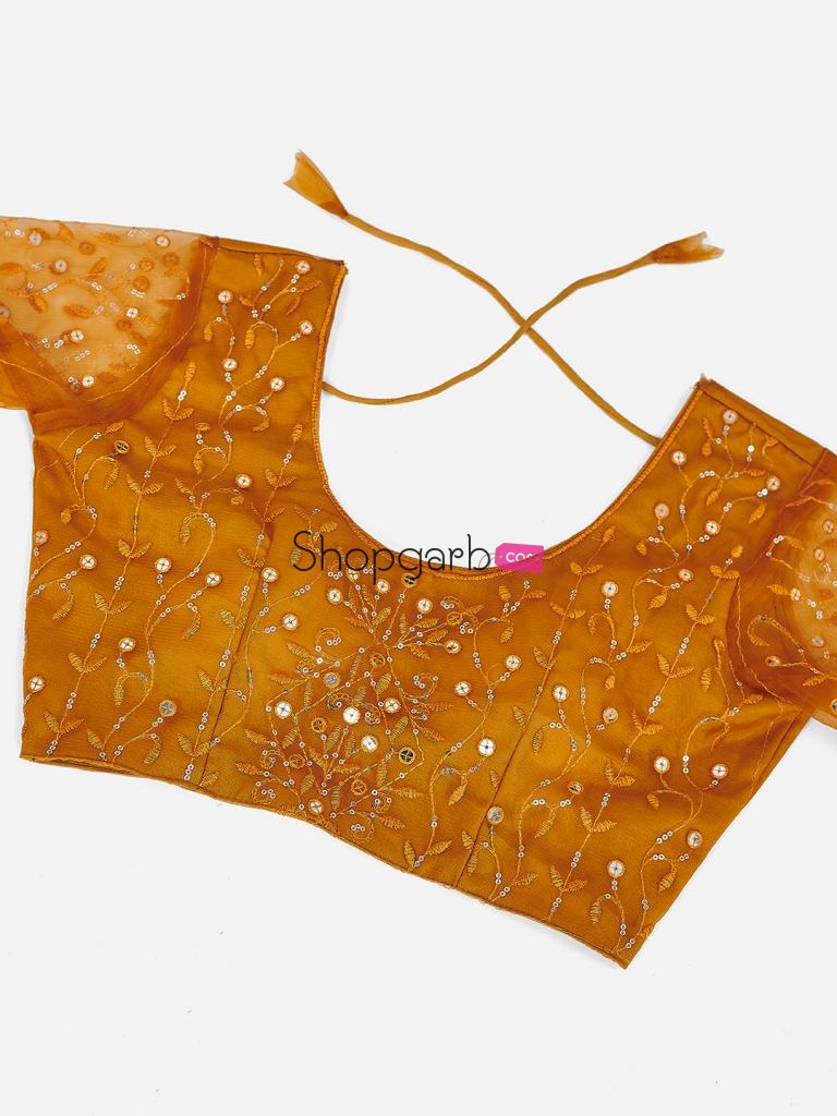 Wonderful Orange Embroidered Sequinned Lehenga And Blouse With Dupatta