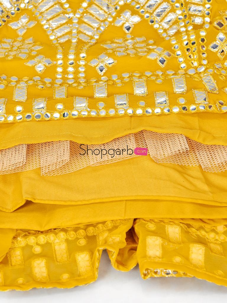 Yellow Foil Print Lehenga Unstitch Blouse & Dupattas