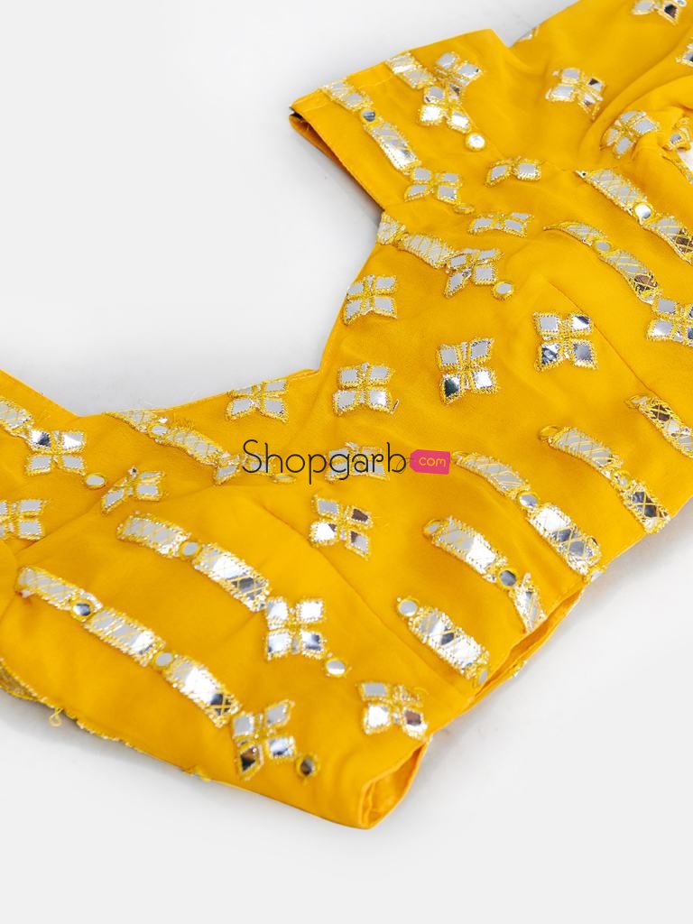 Yellow Foil Print Lehenga Unstitch Blouse & Dupattas